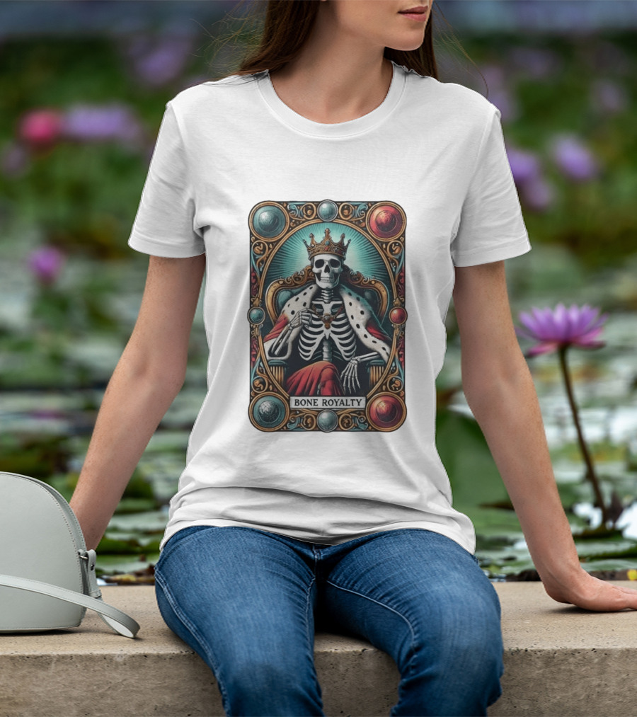 Bone Royalty Gothic Skeleton King Tarot T-Shirt