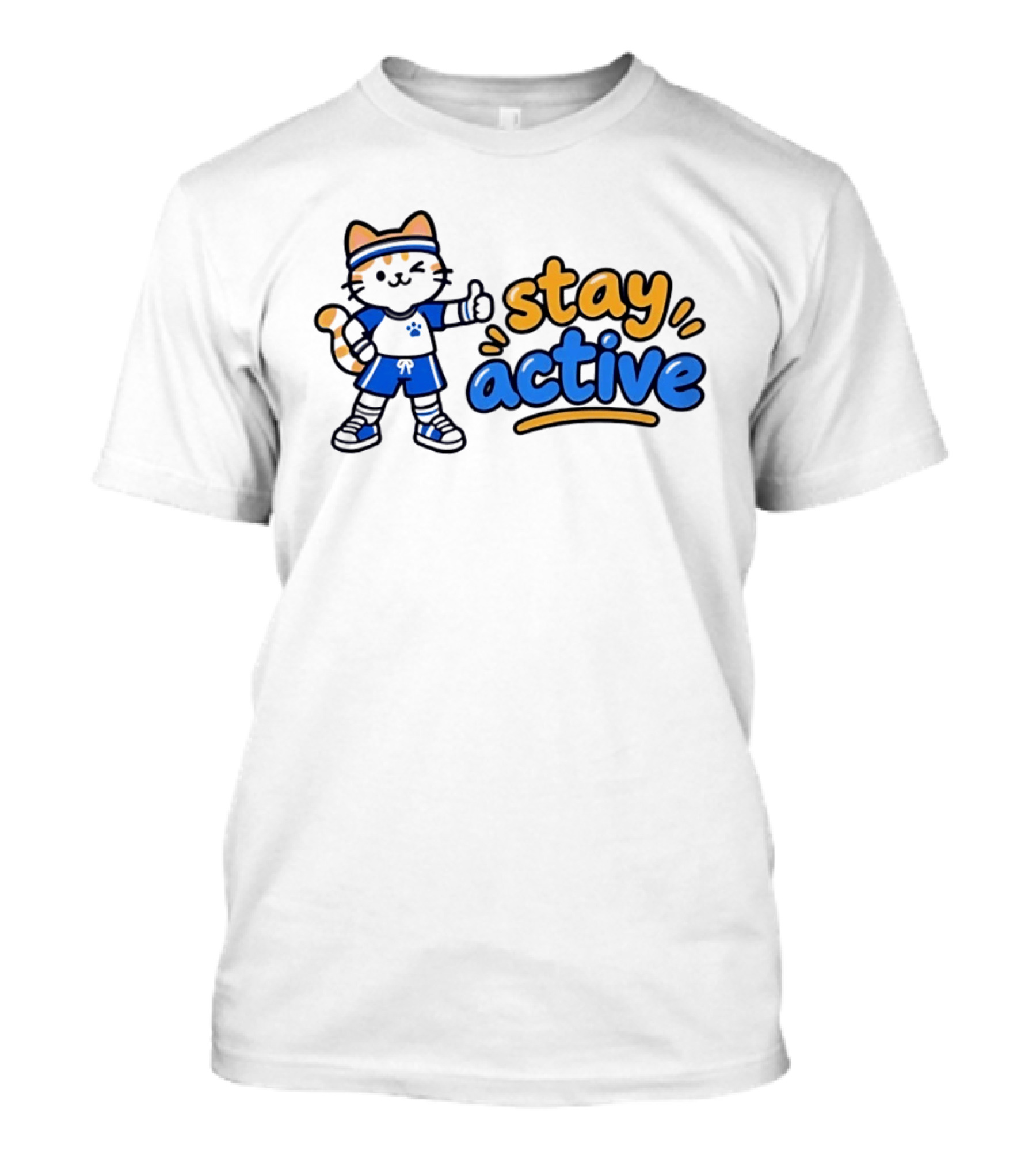Cat Stay Active Fitness Workout Exercise T-Shirt