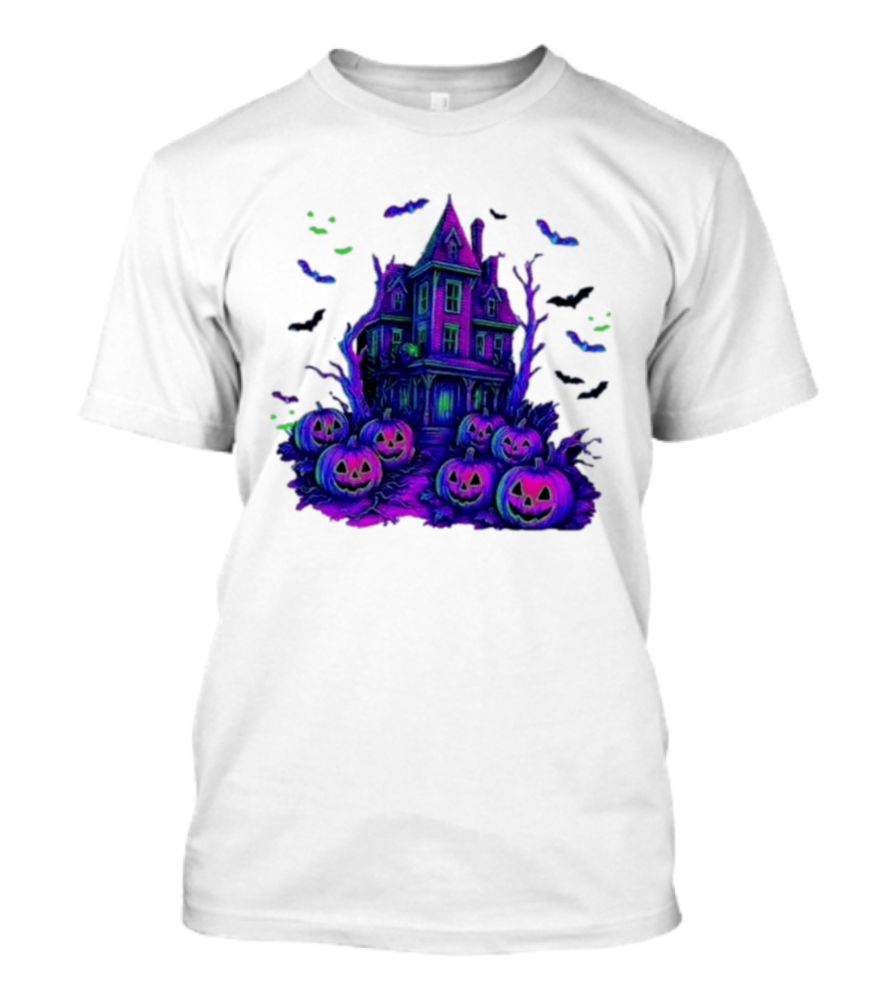 Halloween Bats Haunted House T-Shirt