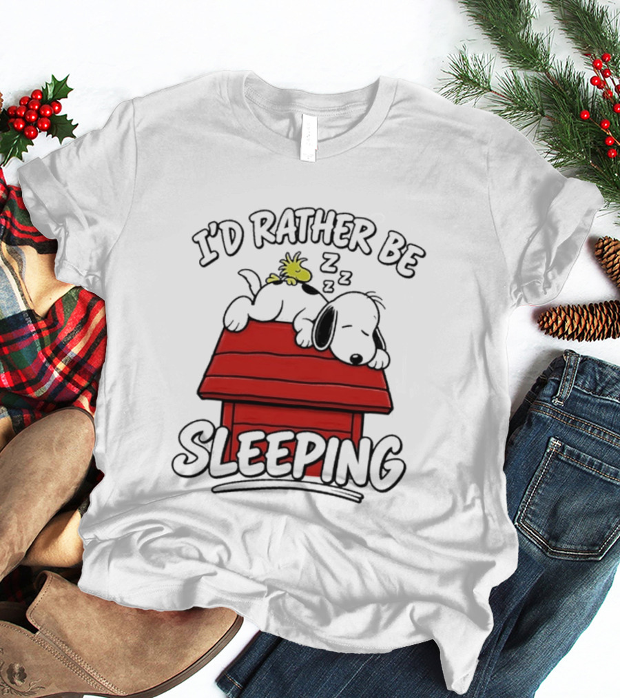 I’d Rather Be Sleeping Snoopy And Woodstock T-Shirt