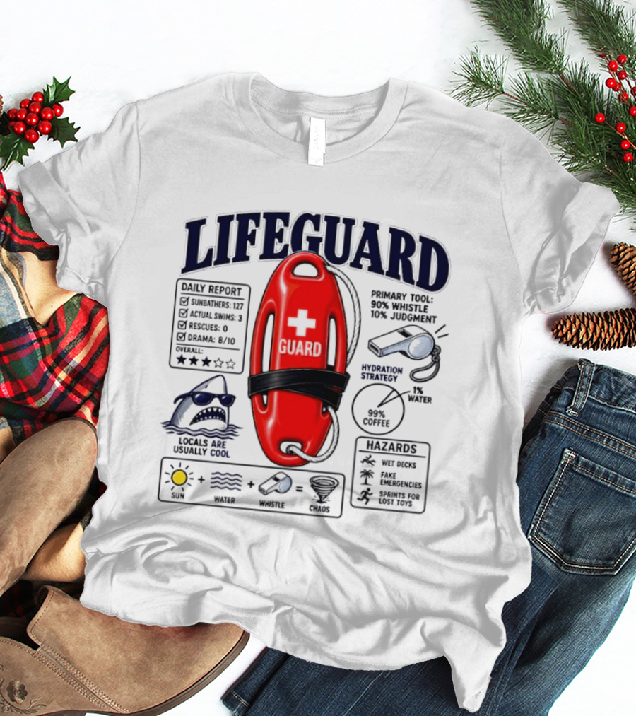 Lifeguard Daily Report Coffee And Whistle Chaos T-Shirt