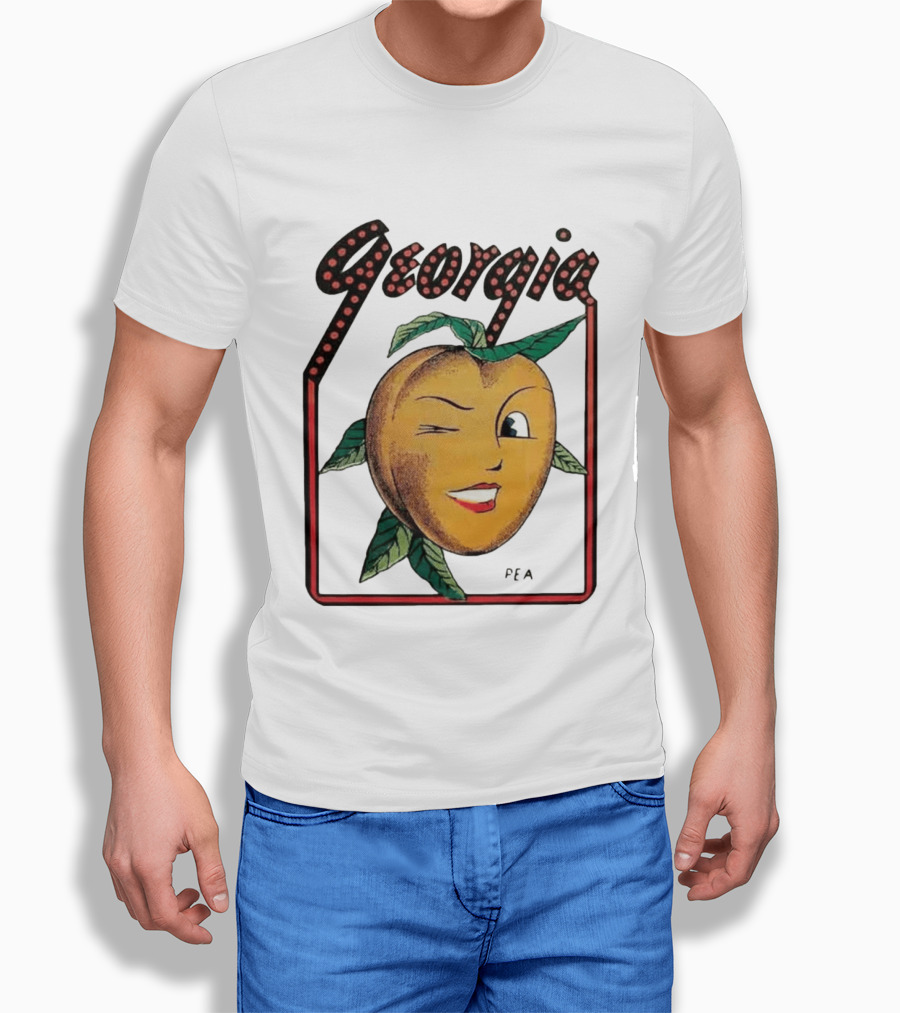 Georgia Peach Vintage Winking Icon Savannah Macon Atlanta Augusta 1950's T-Shirt