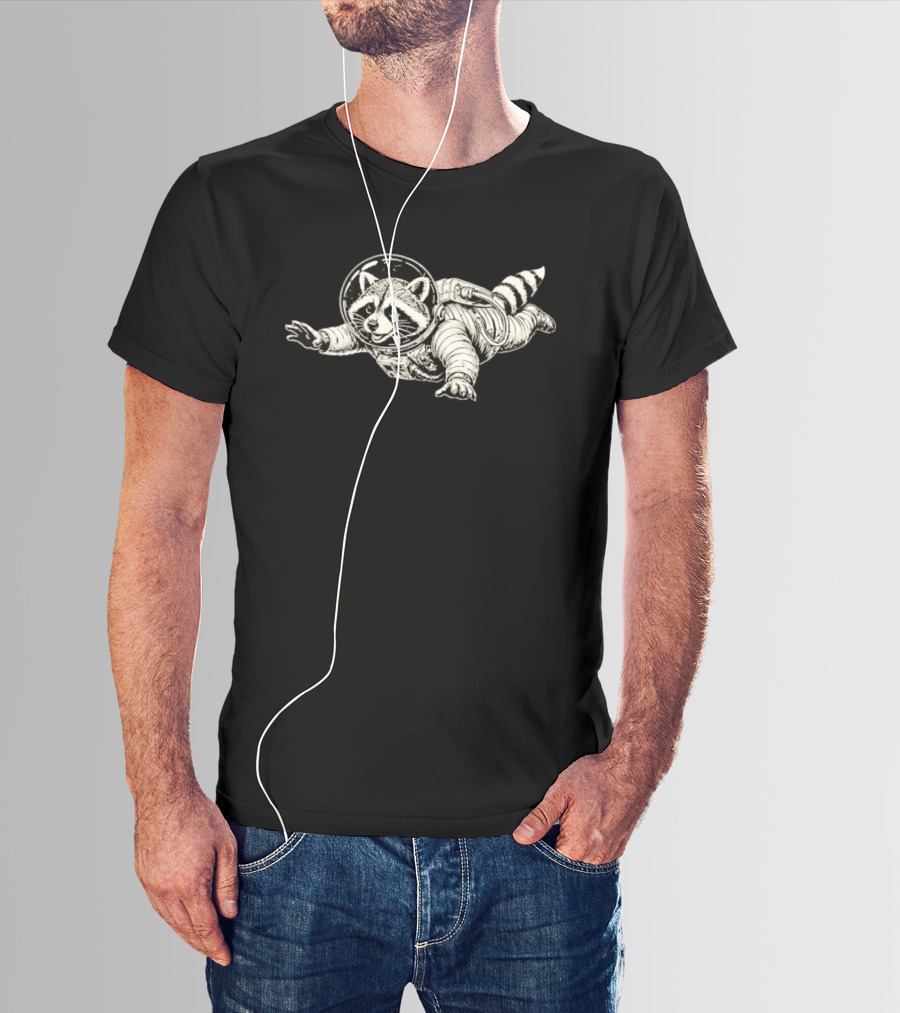 Astronaut Raccoon Floating In Space Galaxy Adventure T-Shirt