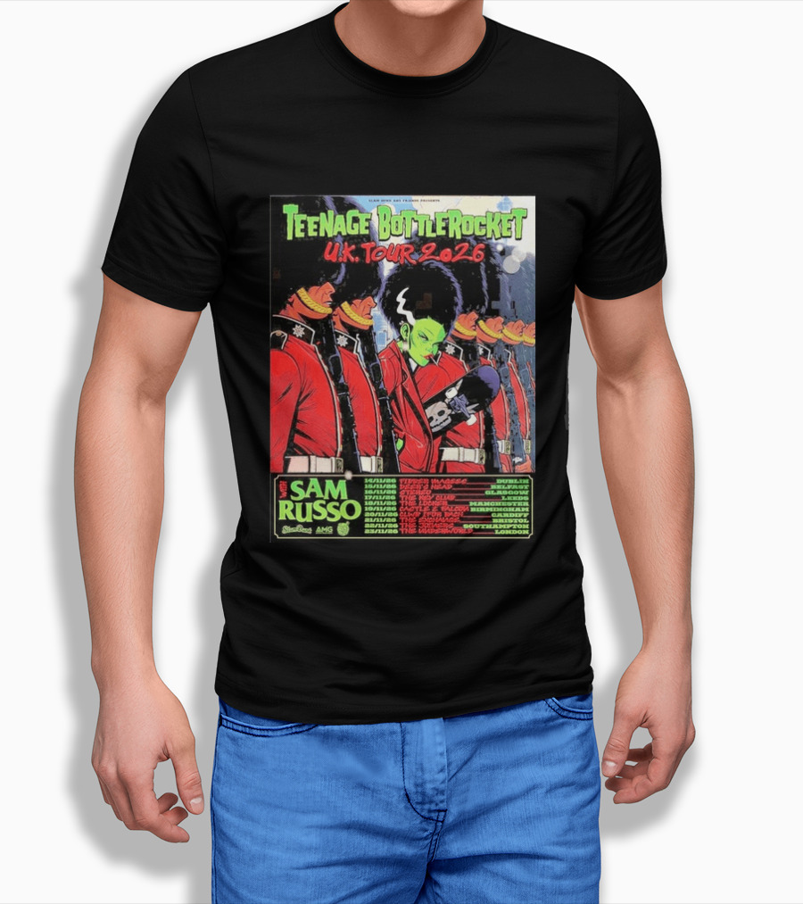 Teenage Bottlerocket UK Tour 2026 Sam Russo Dates Dublin Glasgow Brixton London T-Shirt