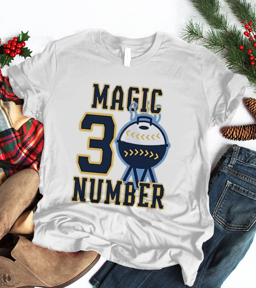 Milwaukee Brewers Magic Number 3 Baseball Grill Sports T-Shirt
