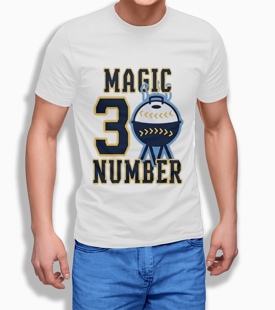 Milwaukee Brewers Magic Number 3 Baseball Grill Sports T-Shirt