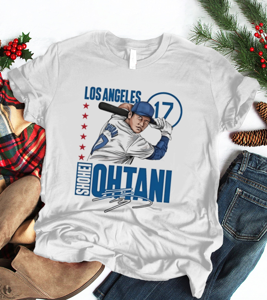 Los Angeles Shohei Ohtani 17 MLB Baseball Player Graphic With Stars T-Shirt