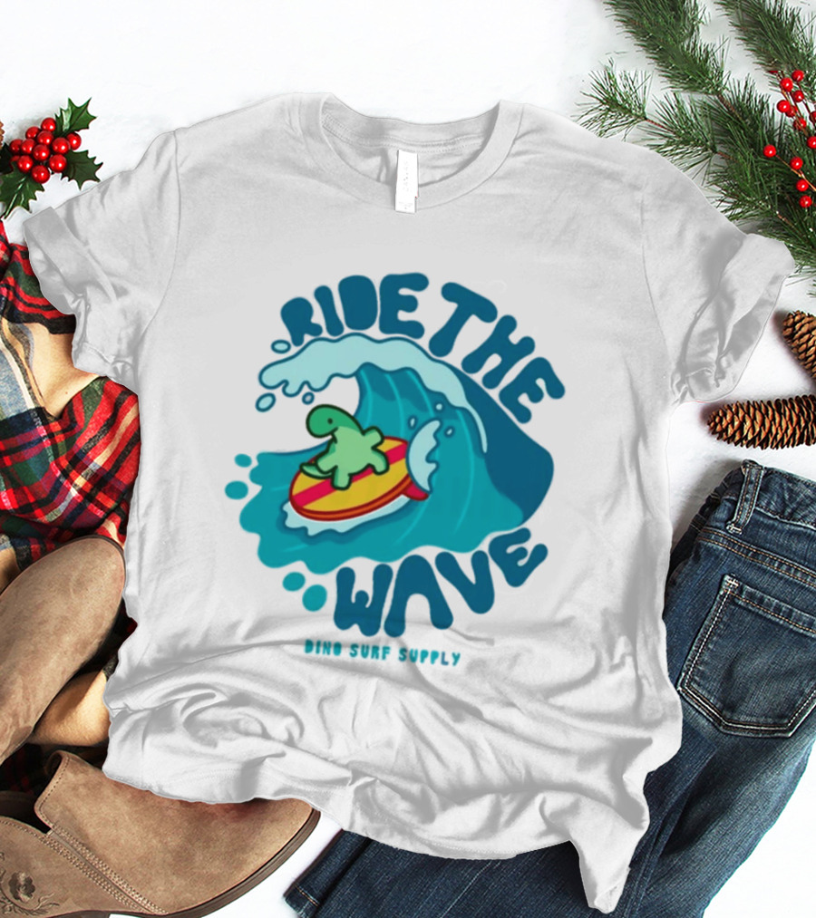 Ride The Wave Turtle Surfing Dino Surf Supply T-Shirt