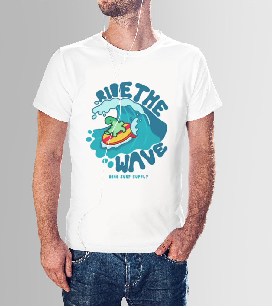 Ride The Wave Turtle Surfing Dino Surf Supply T-Shirt