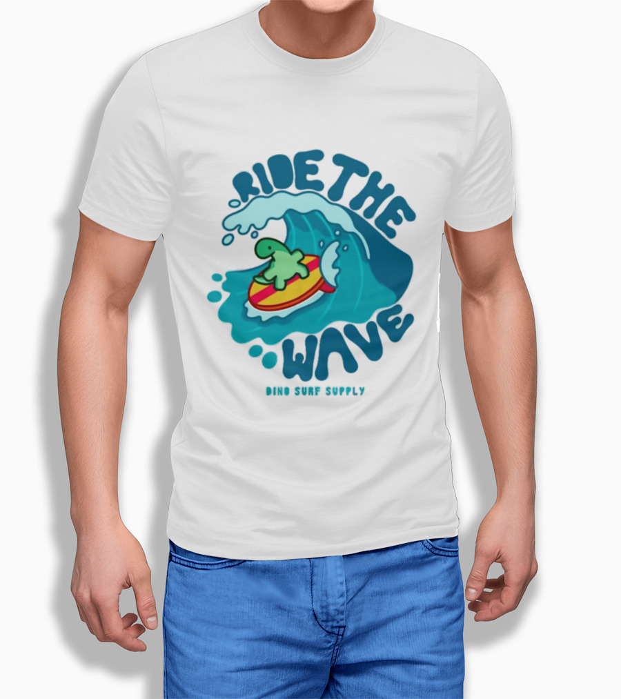Ride The Wave Turtle Surfing Dino Surf Supply T-Shirt