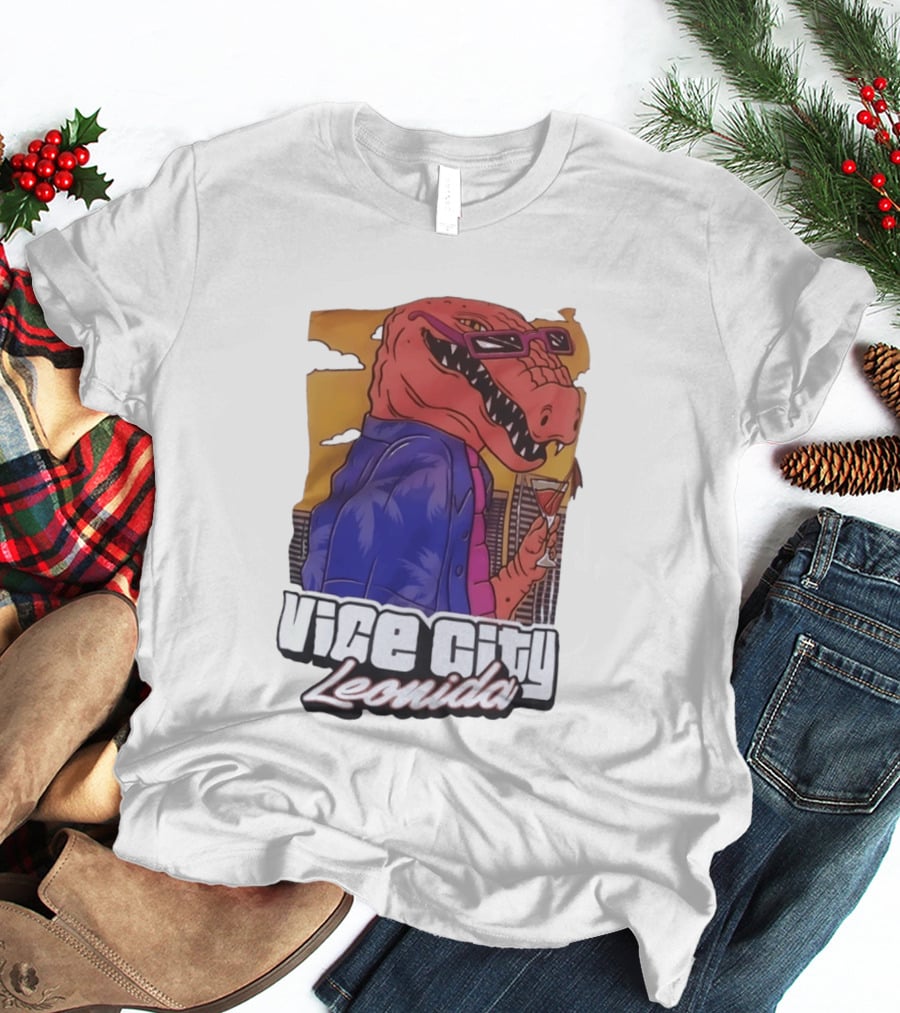 Vice City Leonida Rex Dinosaur Gaming Retro Vibes T-Shirt