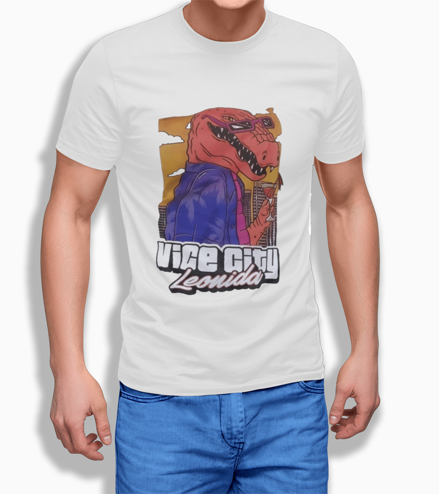 Vice City Leonida Rex Dinosaur Gaming Retro Vibes T-Shirt
