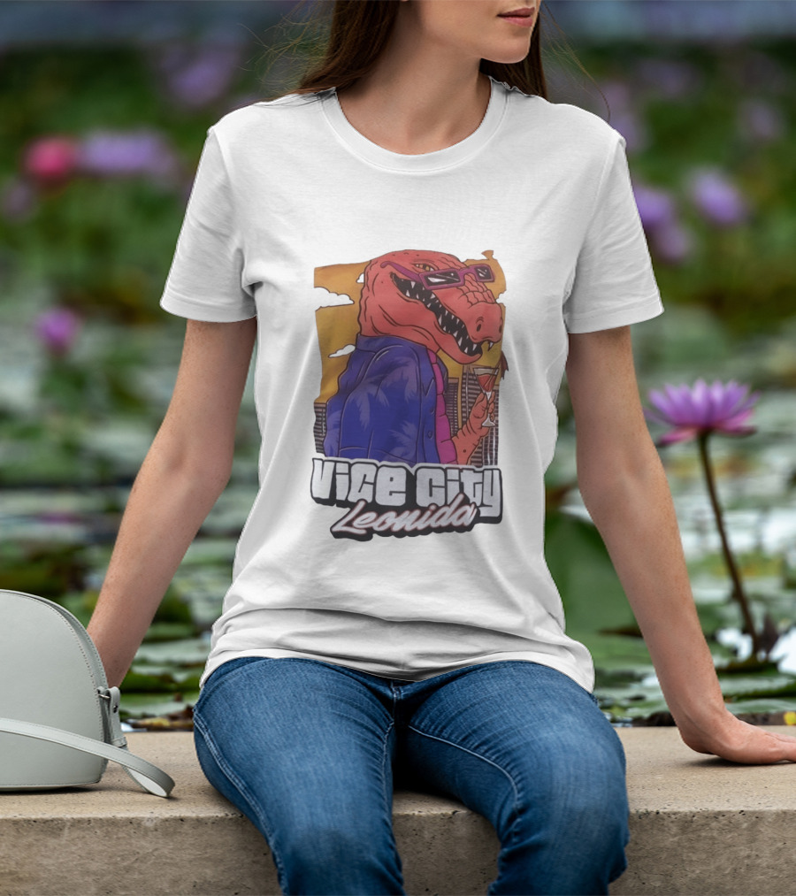 Vice City Leonida Rex Dinosaur Gaming Retro Vibes T-Shirt
