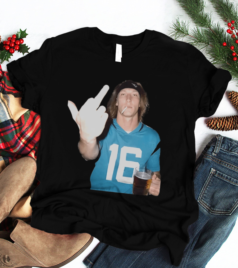 Trevor Lawrence Jersey 16 Middle Finger Beer Cigarette Jacksonville Jaguars T-Shirt