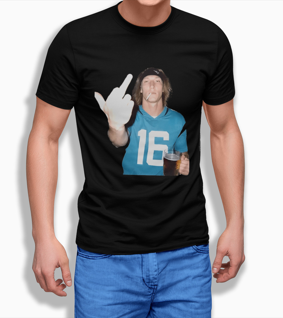 Trevor Lawrence Jersey 16 Middle Finger Beer Cigarette Jacksonville Jaguars T-Shirt