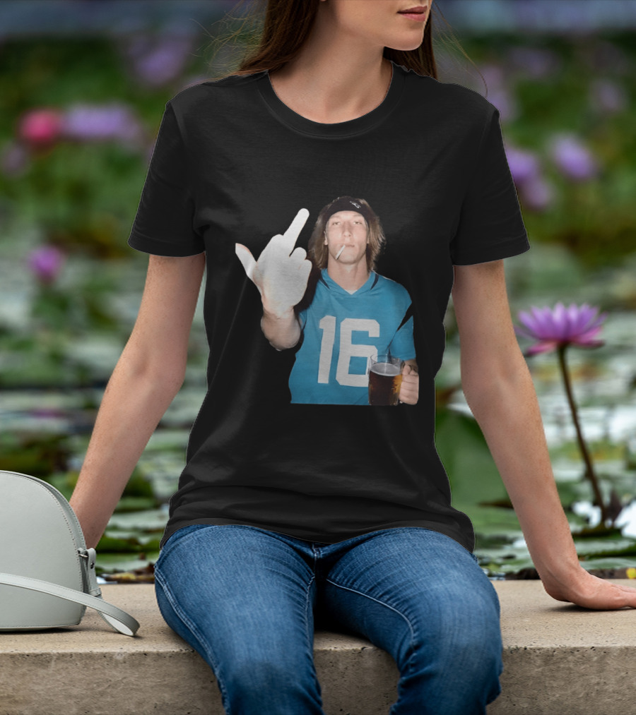 Trevor Lawrence Jersey 16 Middle Finger Beer Cigarette Jacksonville Jaguars T-Shirt