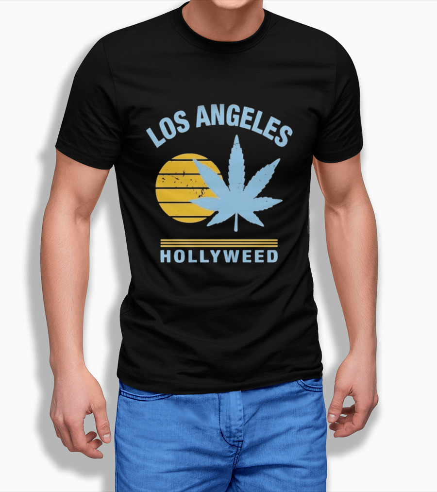 Los Angeles Hollyweed Cannabis Leaf Sunburst T-Shirt