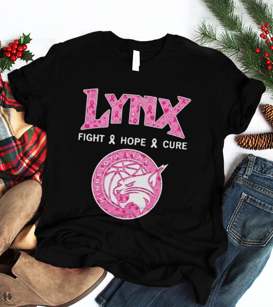 Minnesota Lynx Fight Hope Cure Breast Cancer Awareness Pink Ribbon T-Shirt