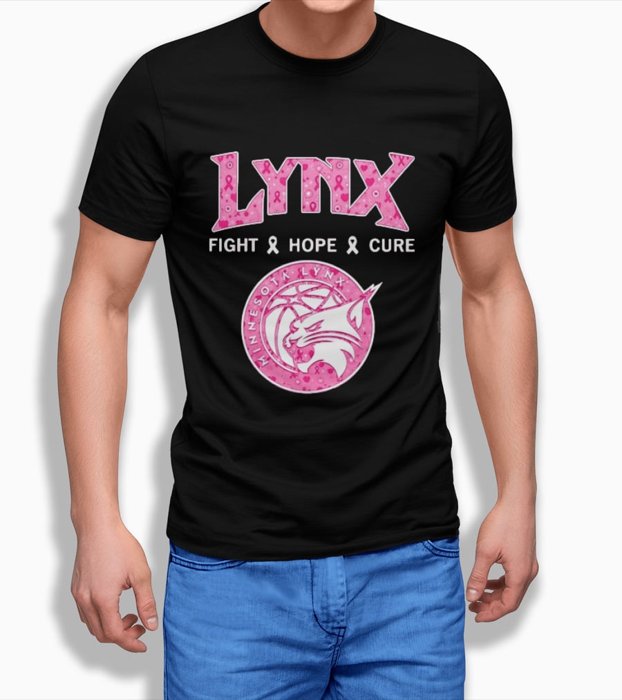 Minnesota Lynx Fight Hope Cure Breast Cancer Awareness Pink Ribbon T-Shirt