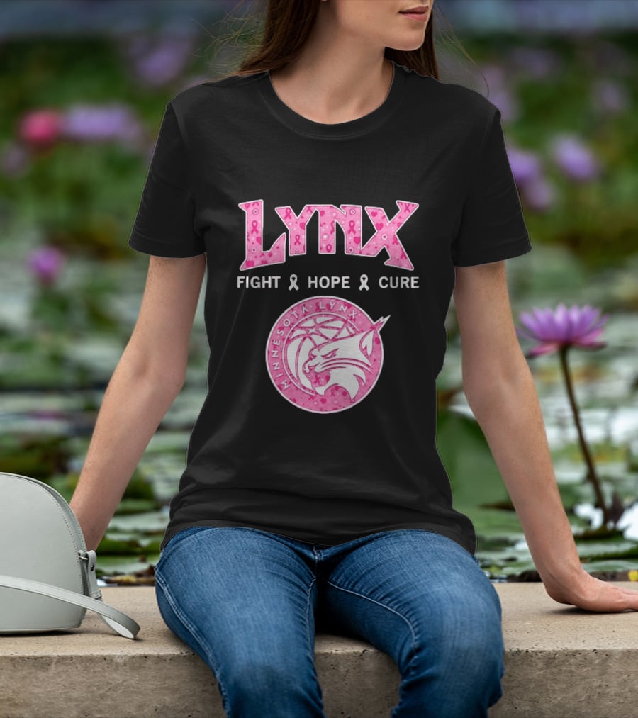 Minnesota Lynx Fight Hope Cure Breast Cancer Awareness Pink Ribbon T-Shirt