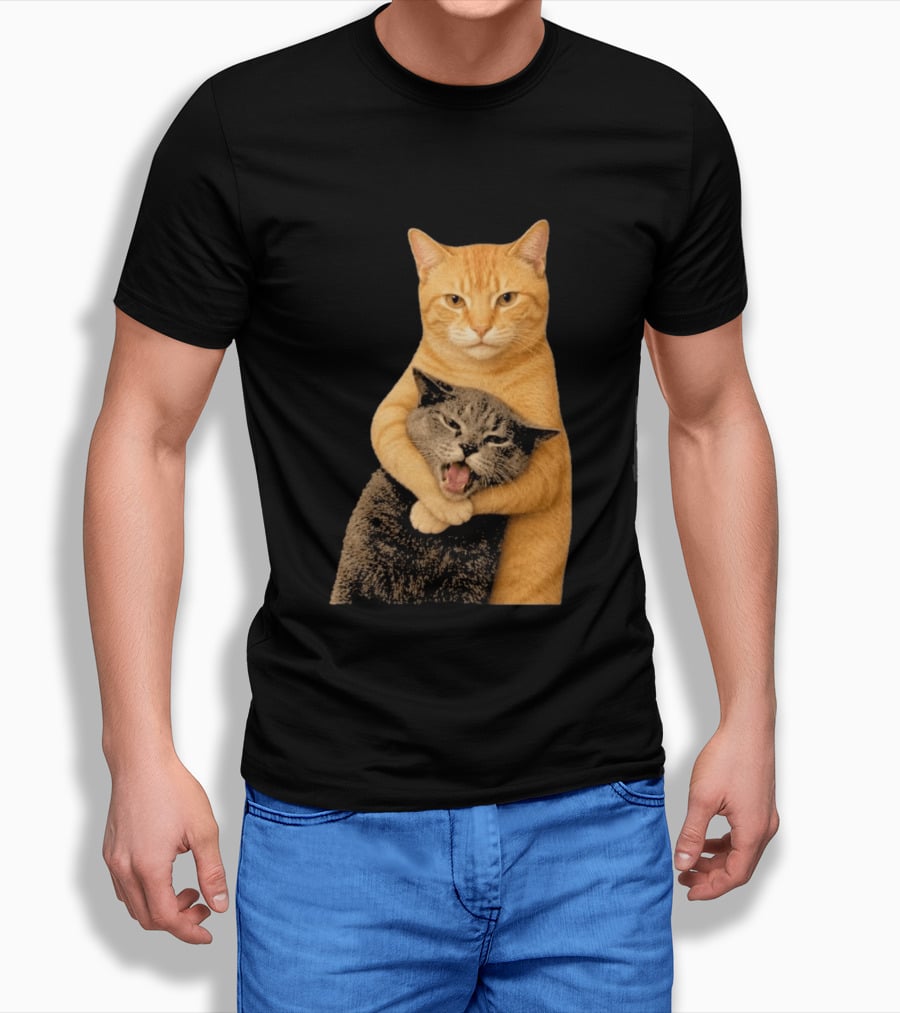 Cat Fight Meme Hugging Cats Funny Pet Lovers T-Shirt