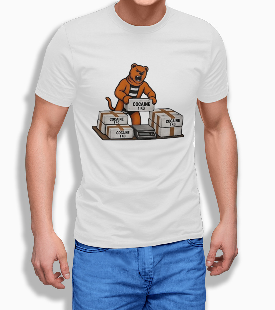 Angry Bear Holding Cocaine 1KG Bricks Meme T-Shirt