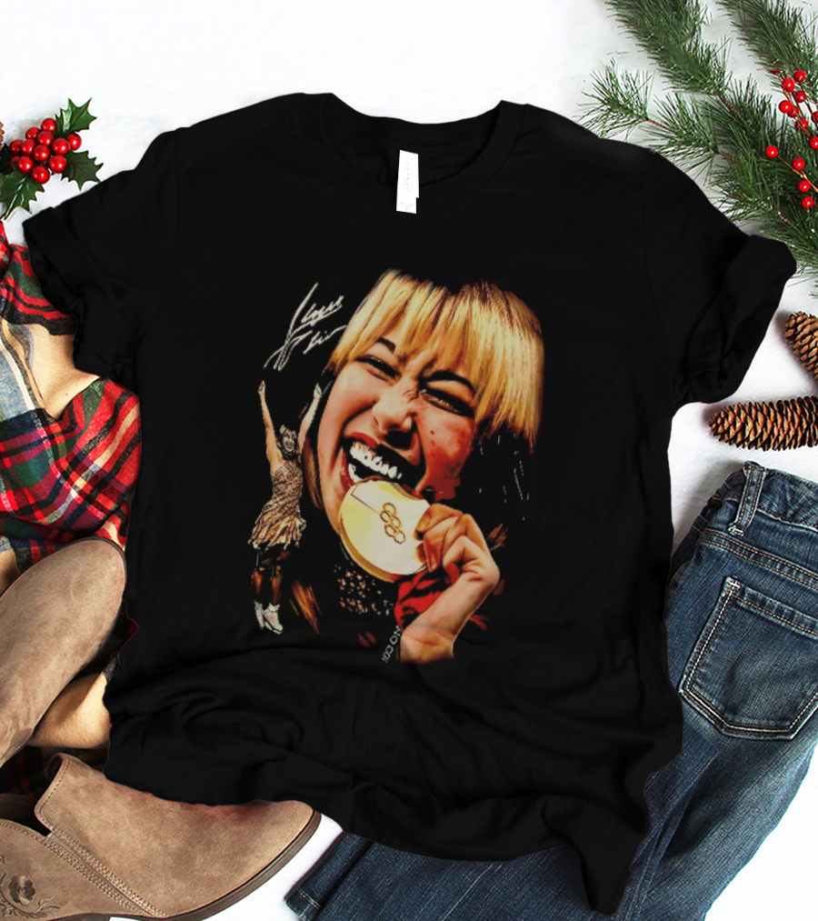 Tara Lipinski Olympic Gold Medal Celebration Iconic Figure Skater Image T-Shirt