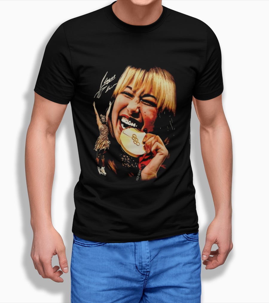 Tara Lipinski Olympic Gold Medal Celebration Iconic Figure Skater Image T-Shirt
