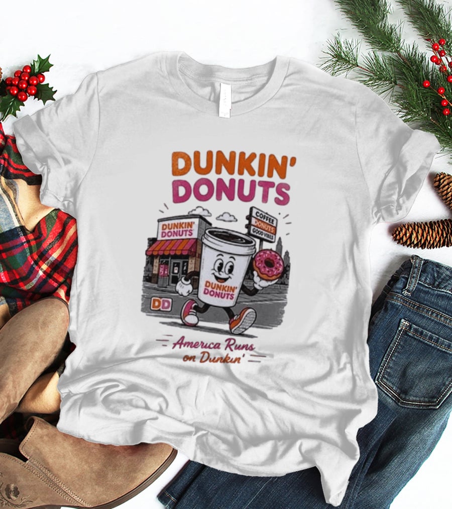 Dunkin' Donuts Coffee Good Vibes America Runs On Dunkin T-Shirt