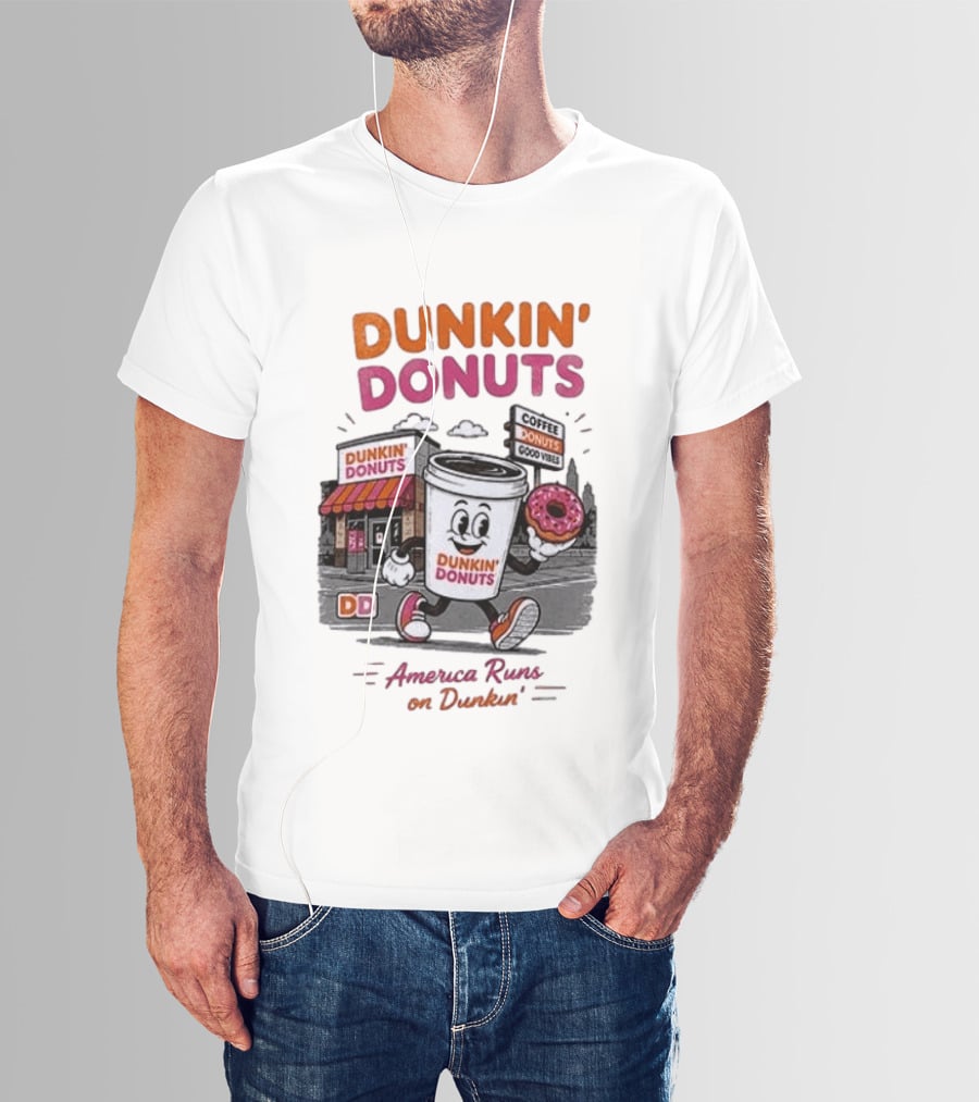 Dunkin' Donuts Coffee Good Vibes America Runs On Dunkin T-Shirt
