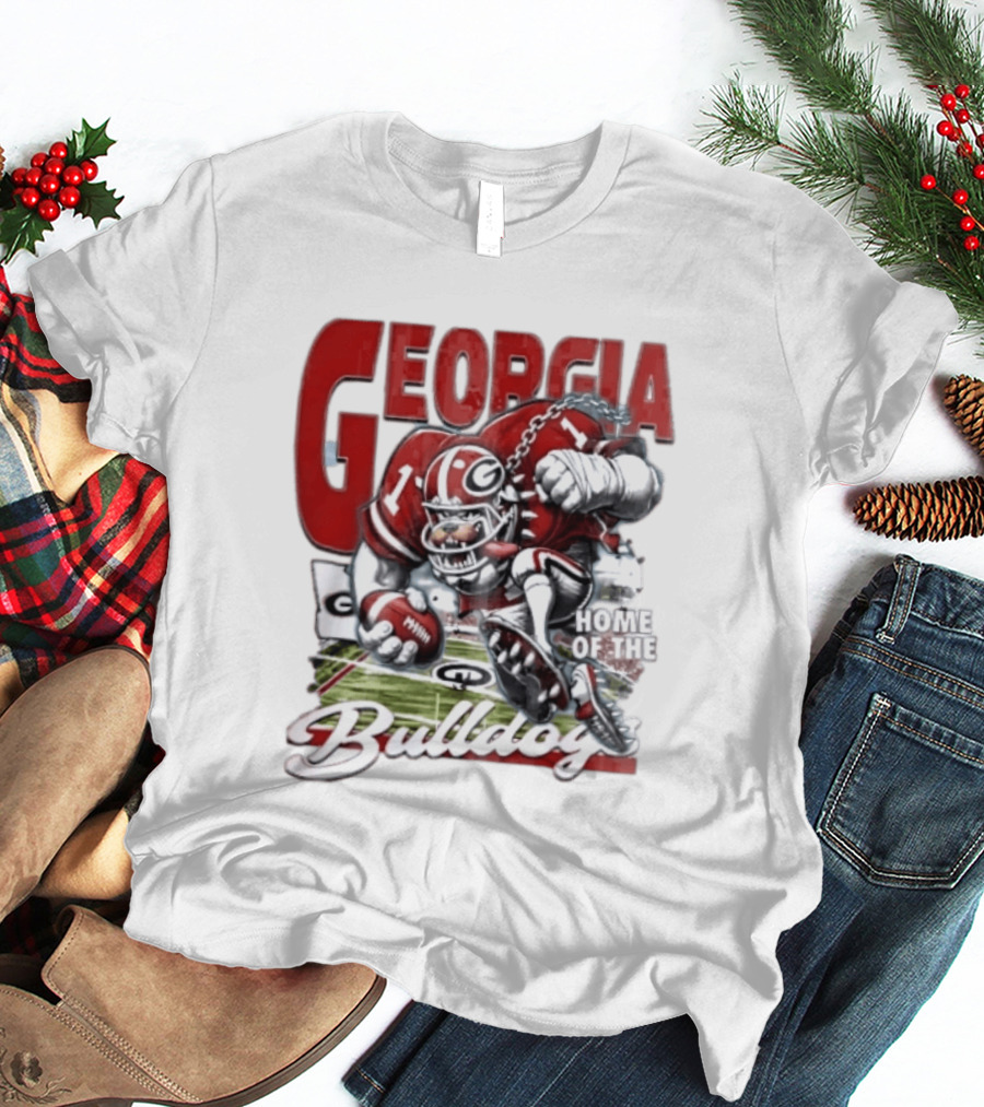 Georgia Bulldogs Football Cartoon Running Home Of The Bulldogs T-Shirt