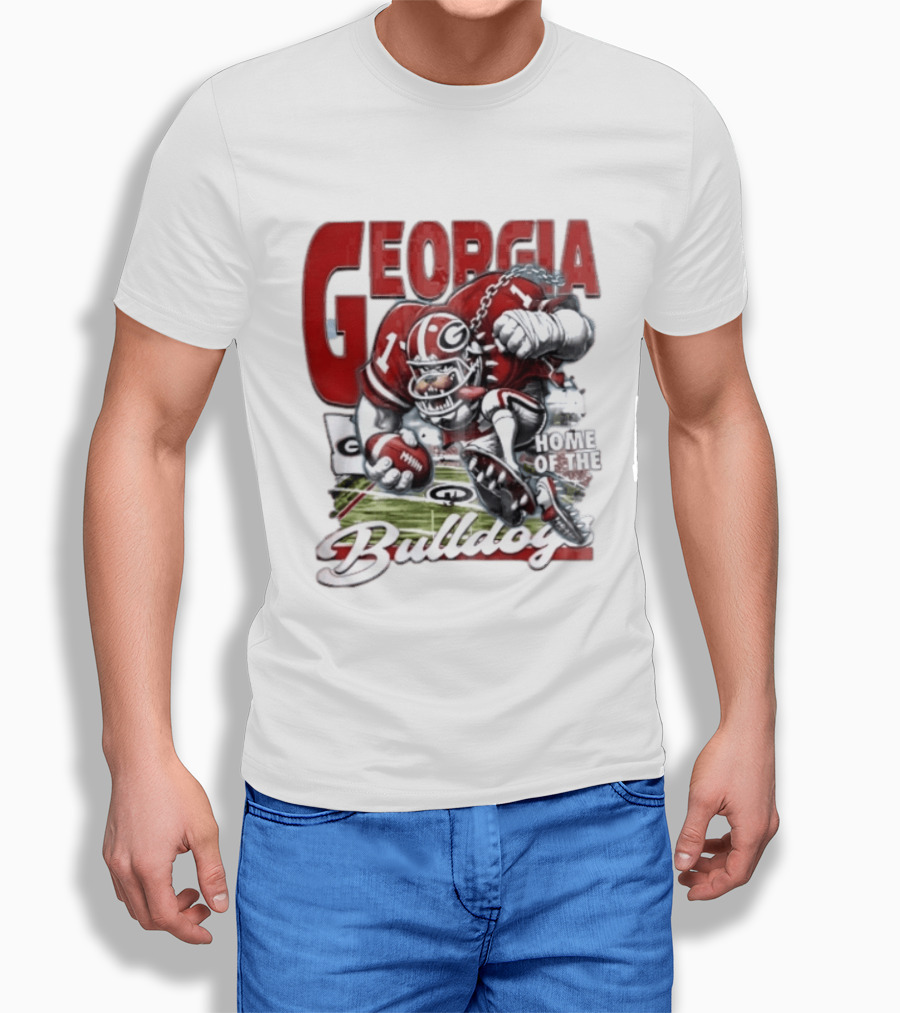Georgia Bulldogs Football Cartoon Running Home Of The Bulldogs T-Shirt