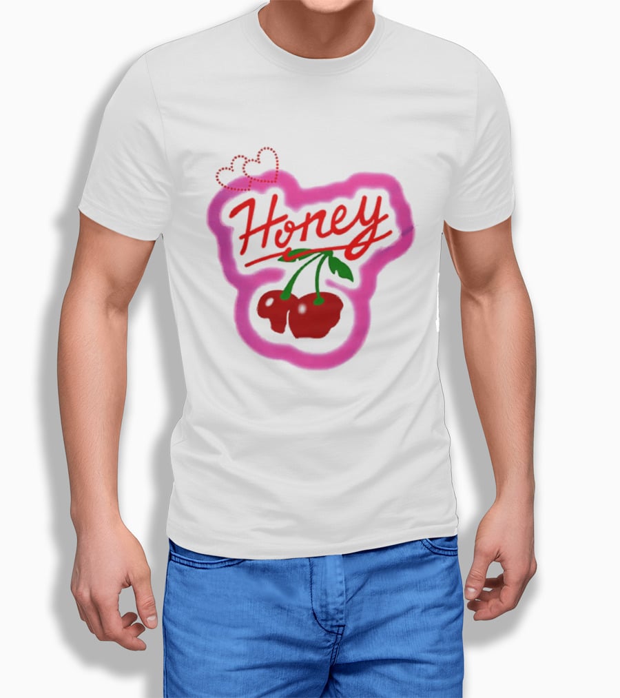 Honey Cherry Fruit Hearts Pink Neon T-Shirt