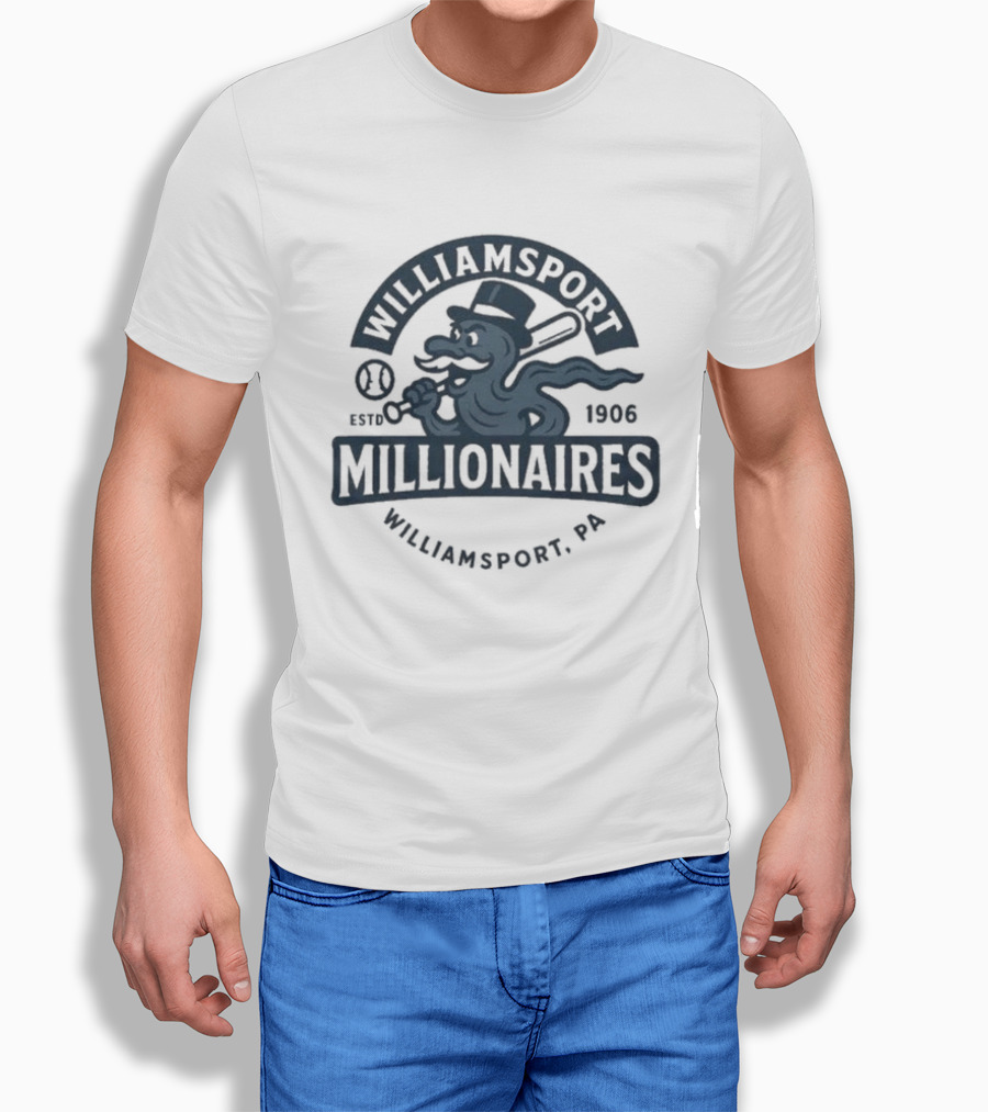 Williamsport Millionaires Established 1866 Baseball Team Williamsport PA T-Shirt