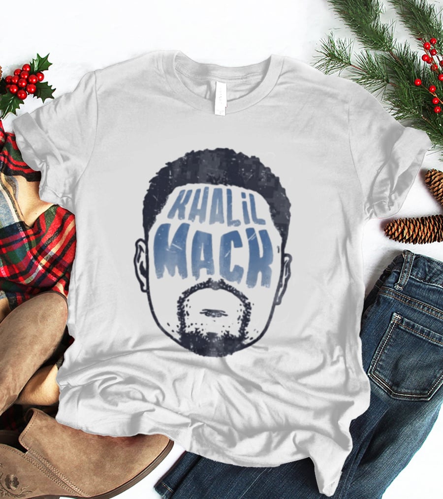 Khalil Mack Bearded Face Blue Distressed T-Shirt