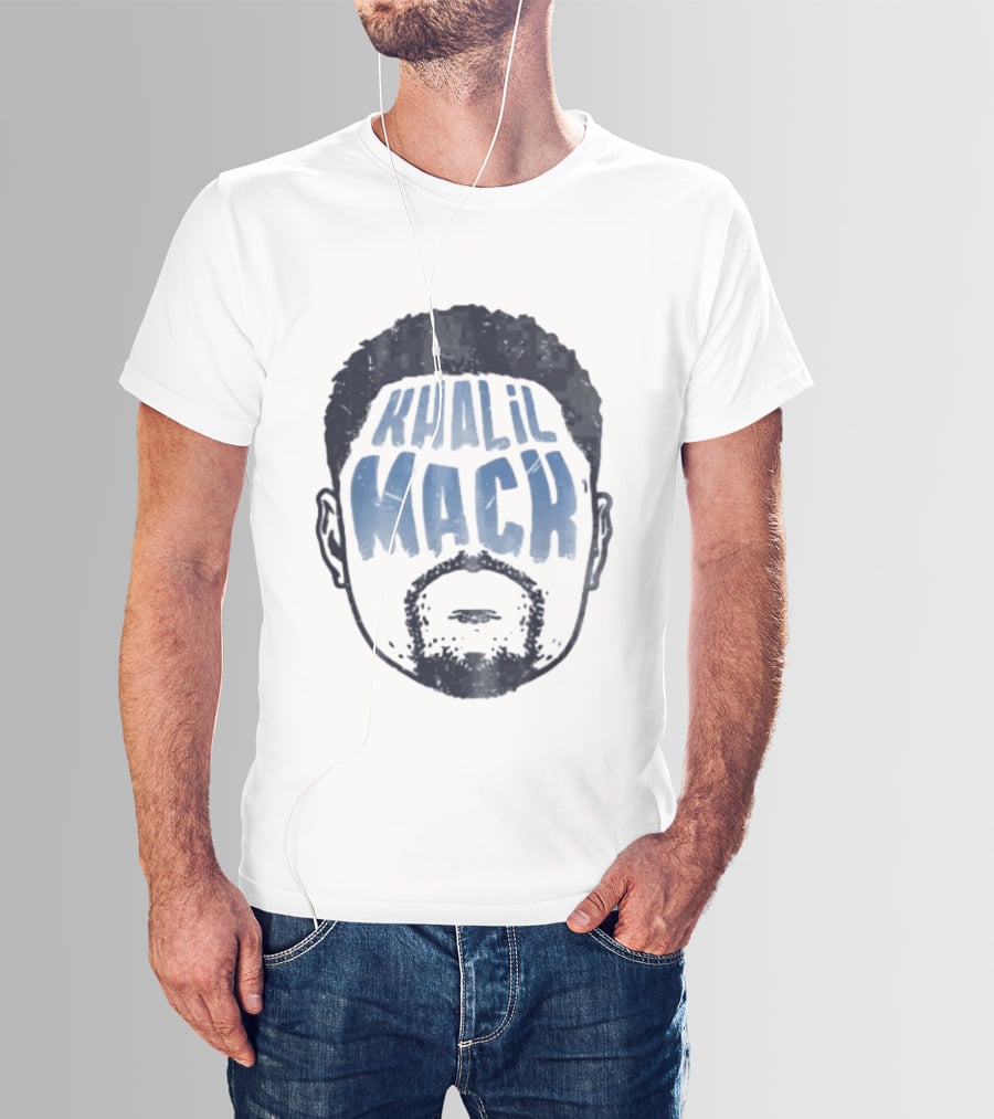 Khalil Mack Bearded Face Blue Distressed T-Shirt