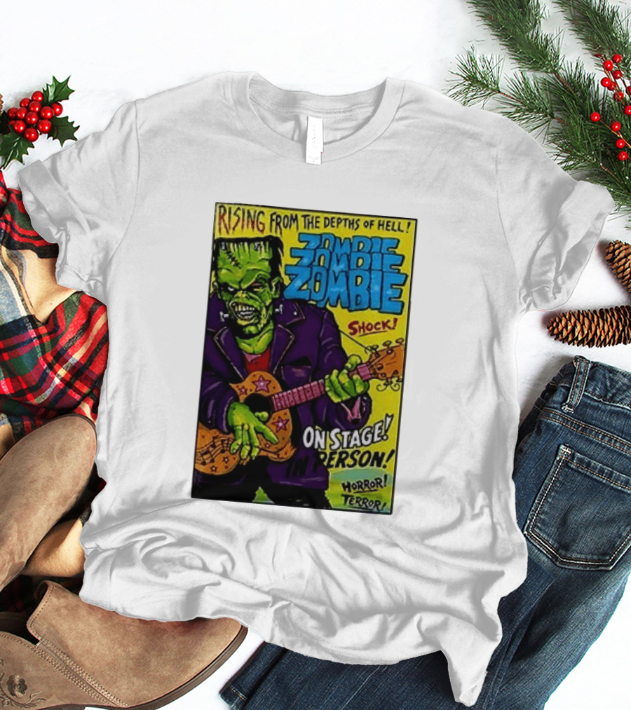 Rising From The Depths Of Hell Zombie On Stage In Person Horror Terror Shock T-Shirt