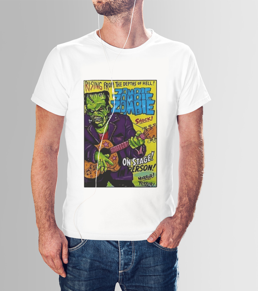 Rising From The Depths Of Hell Zombie On Stage In Person Horror Terror Shock T-Shirt