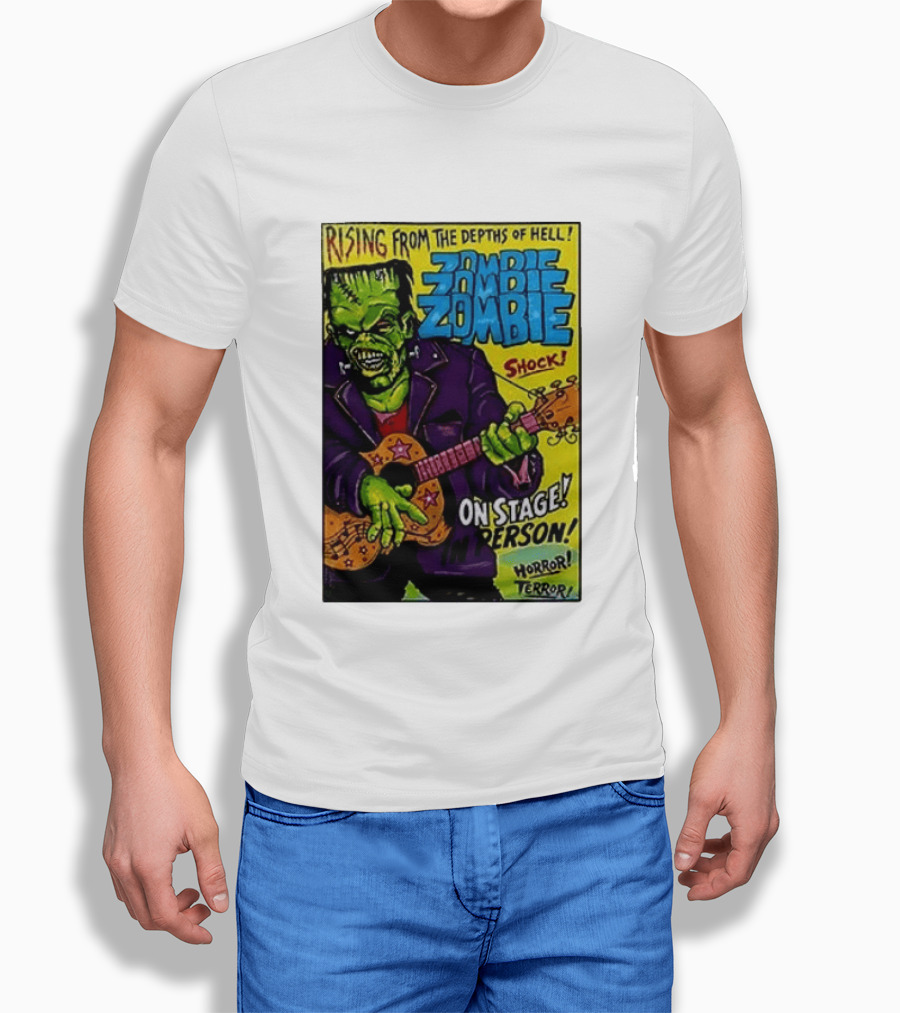 Rising From The Depths Of Hell Zombie On Stage In Person Horror Terror Shock T-Shirt