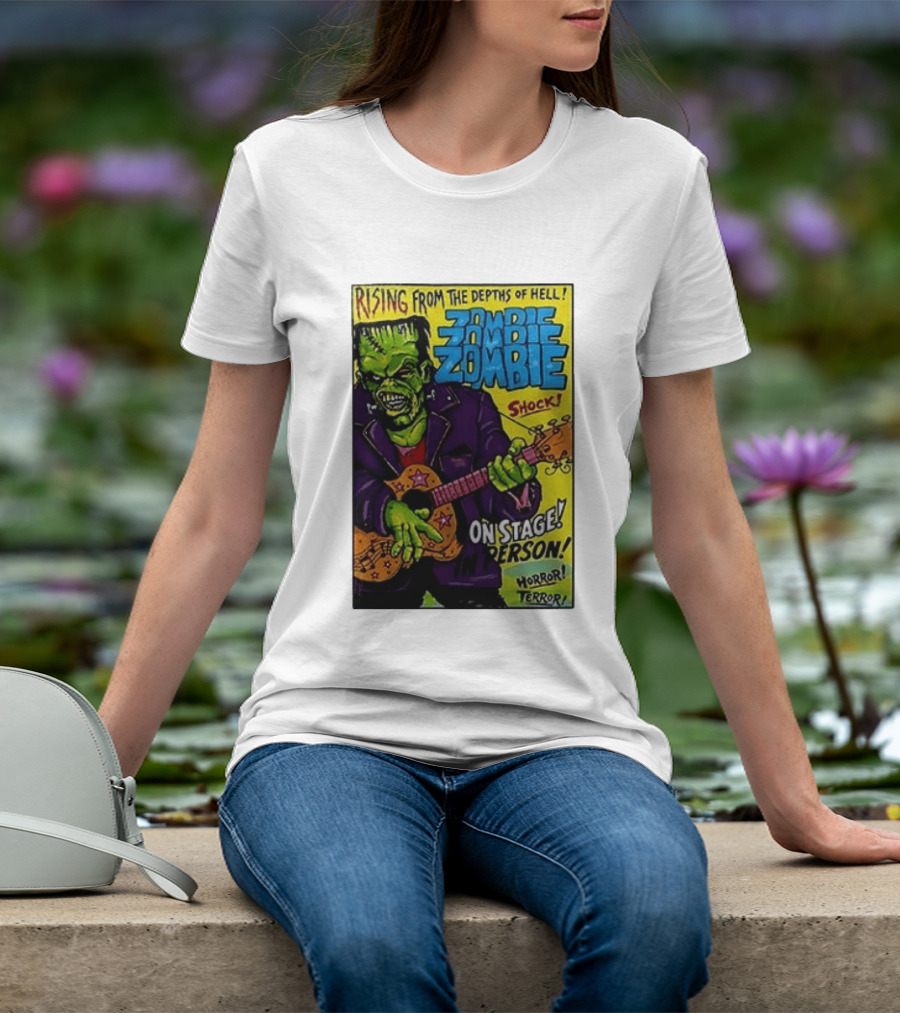 Rising From The Depths Of Hell Zombie On Stage In Person Horror Terror Shock T-Shirt