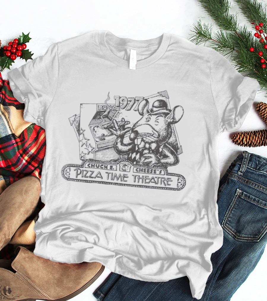 Chuck E Cheese's Pizza Time Theatre Vintage 1977 Pong Game Promo T-Shirt