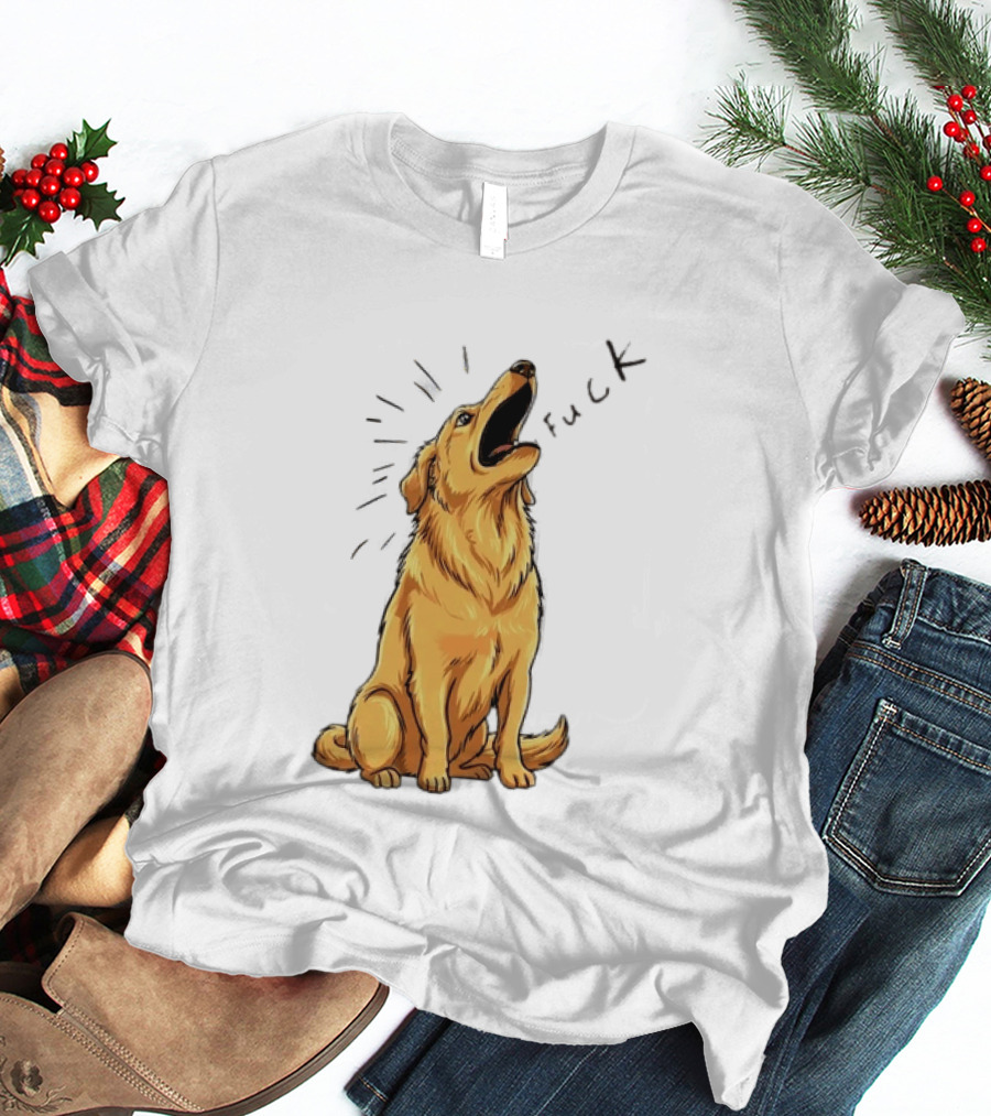 Howling Dog Saying Fuck Yellow Labrador Retriever Expression T-Shirt