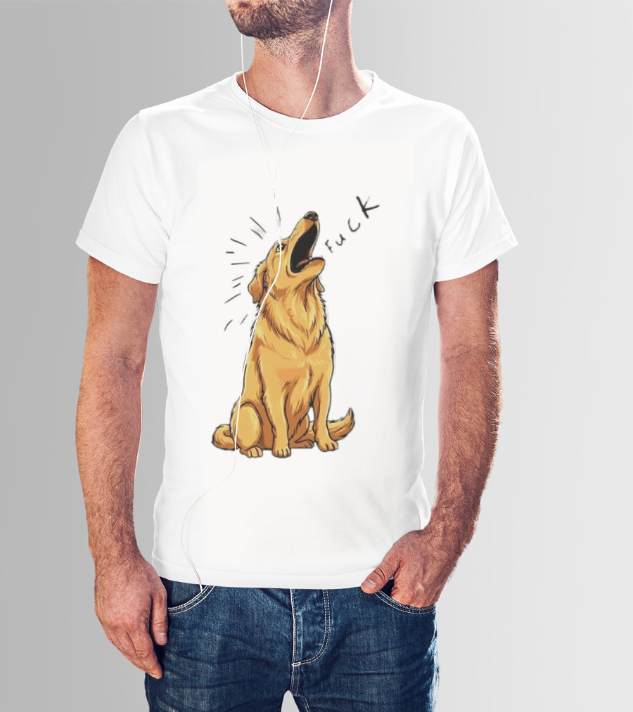 Howling Dog Saying Fuck Yellow Labrador Retriever Expression T-Shirt