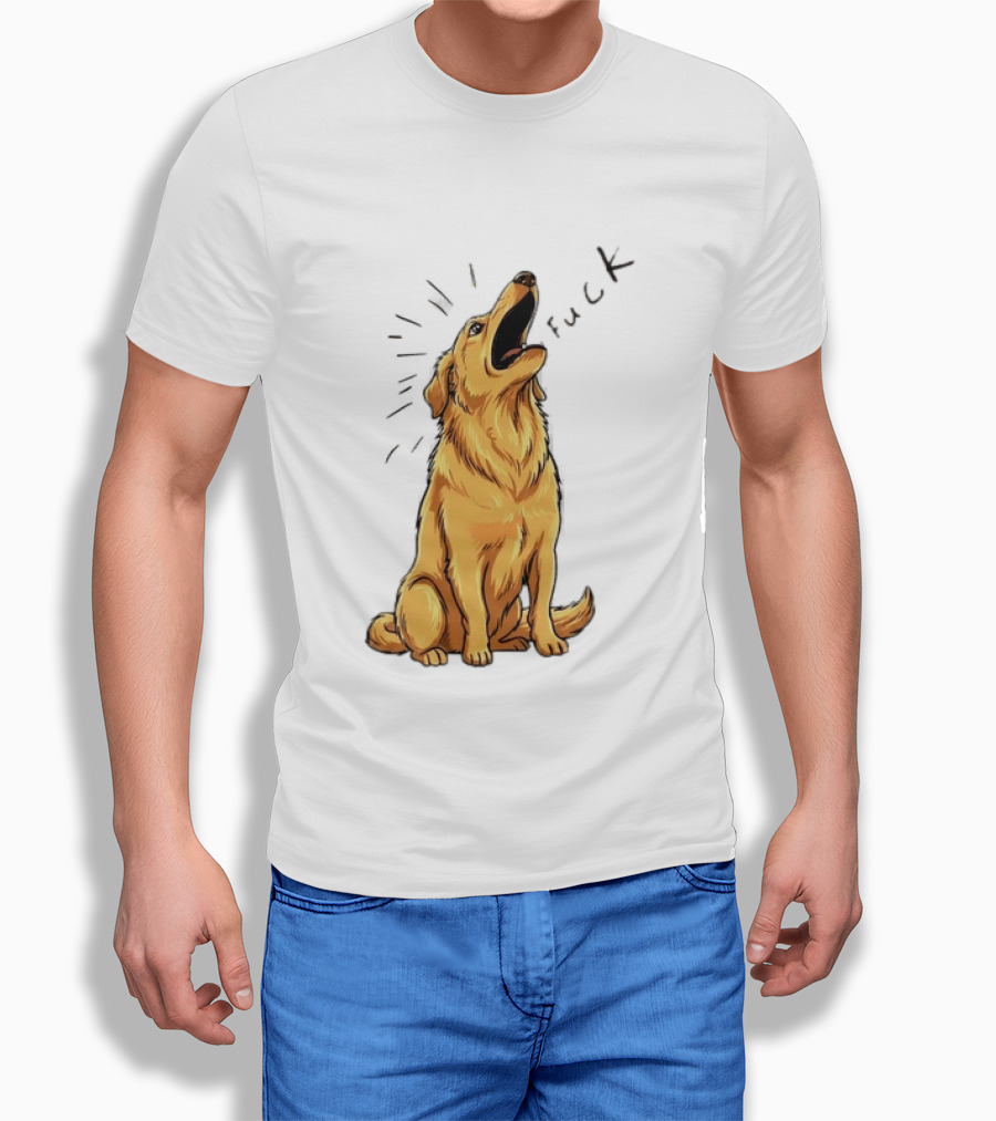 Howling Dog Saying Fuck Yellow Labrador Retriever Expression T-Shirt