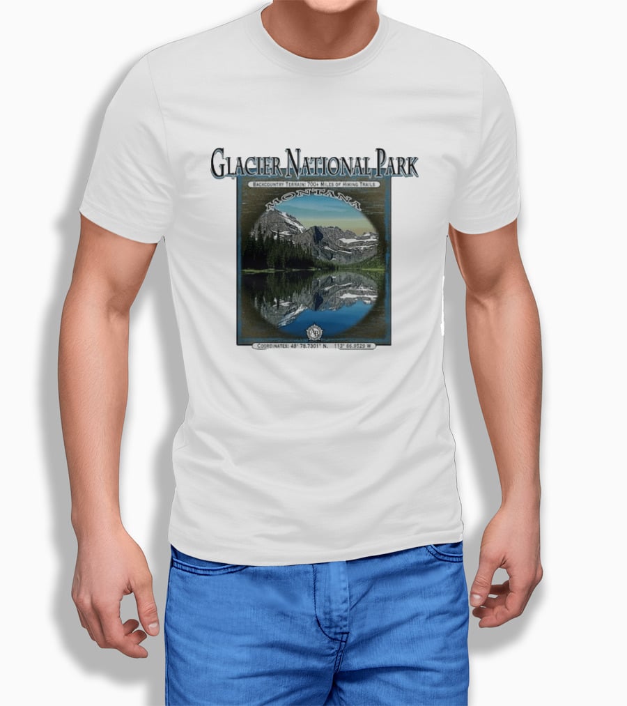 Glacier National Park Montana Backcountry Terrain 700 Miles Hiking Trails T-Shirt