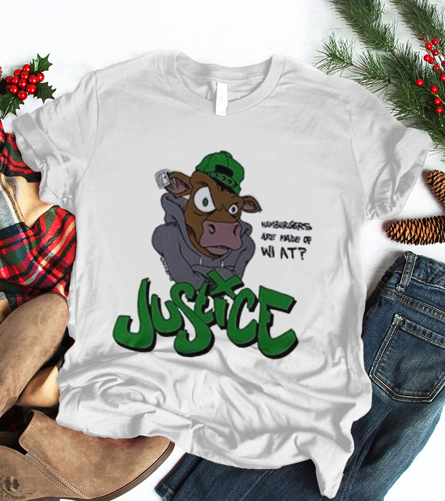 Justice Hamburgers Are Made Of What Go Vegetarian Cow T-Shirt