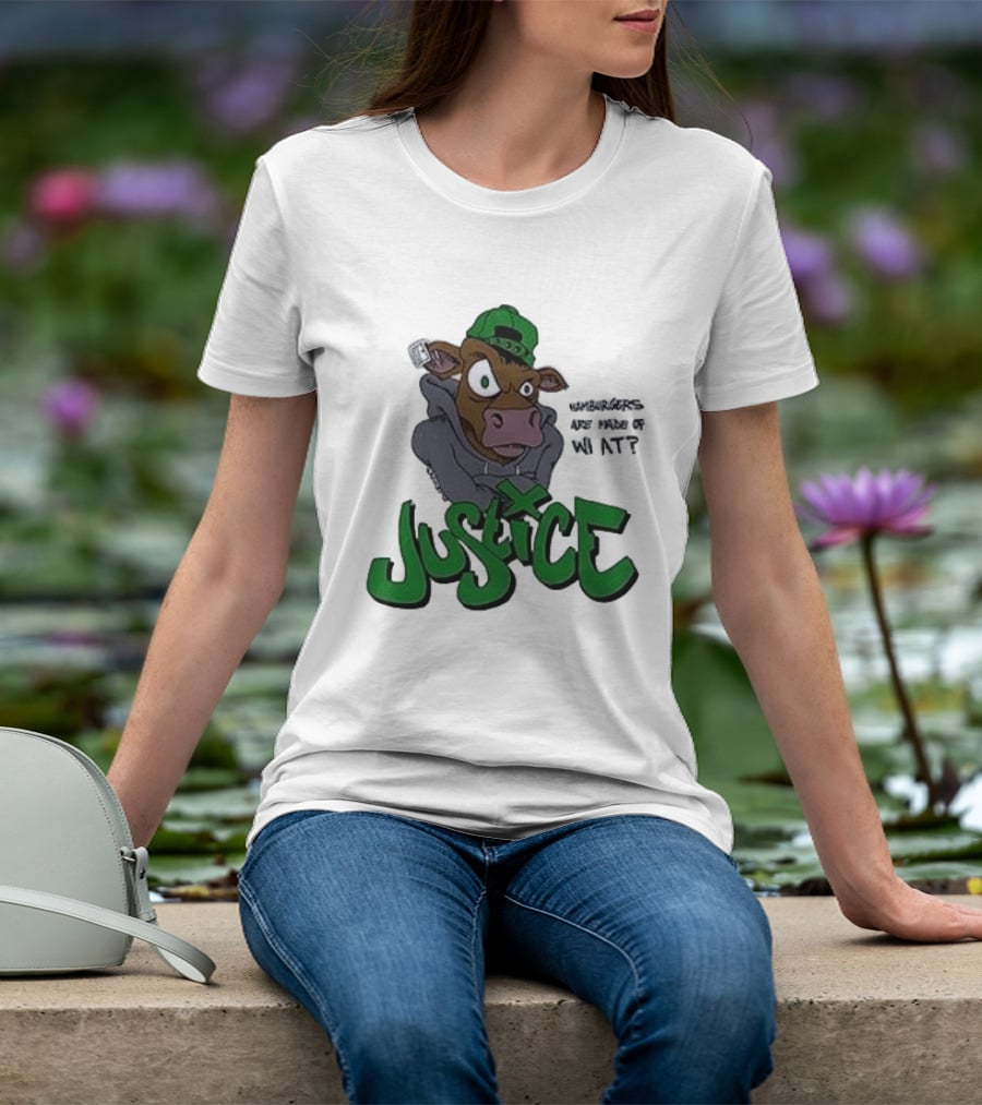Justice Hamburgers Are Made Of What Go Vegetarian Cow T-Shirt