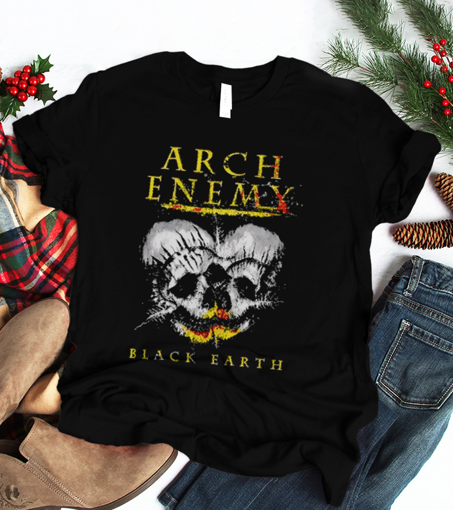 Arch Enemy Black Earth Skull Fire Gothic Heavy Metal Music T-Shirt