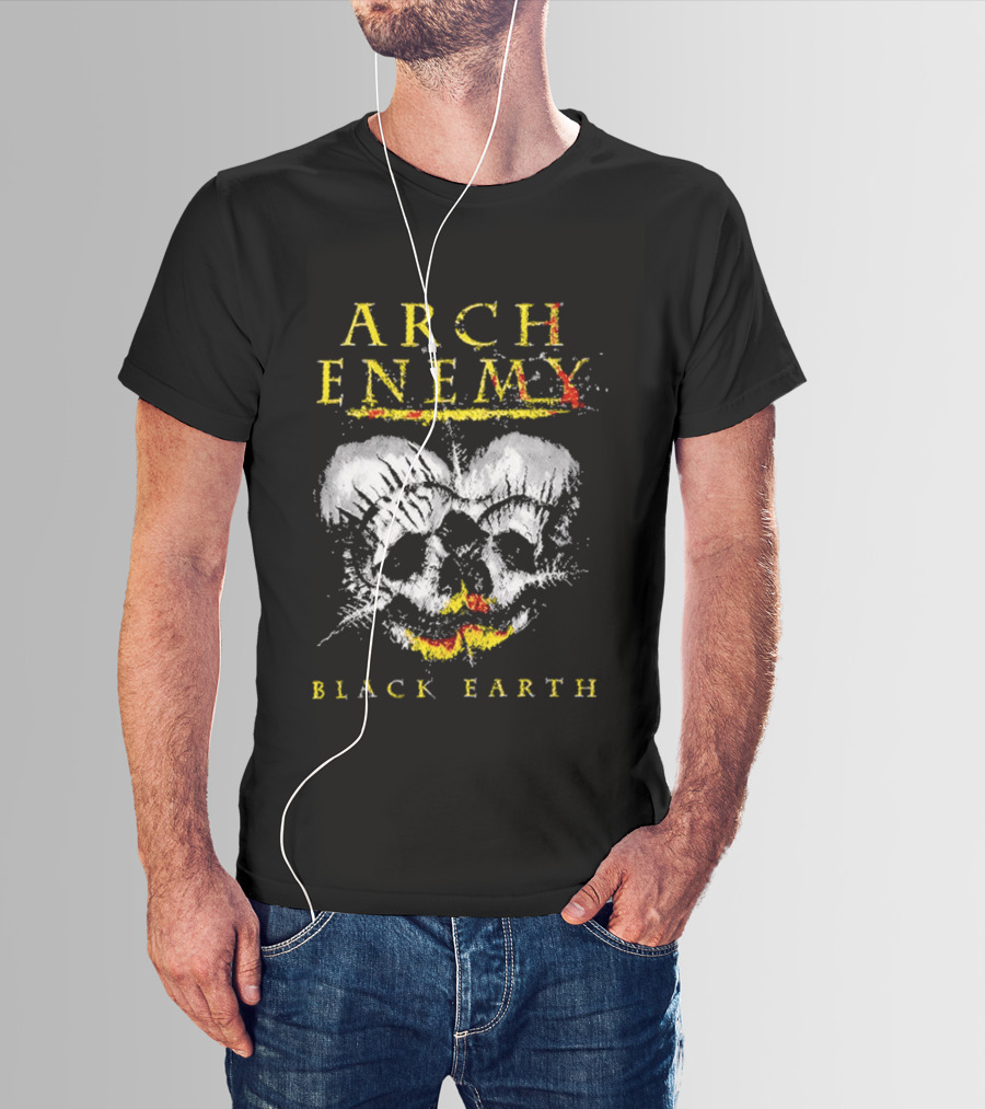 Arch Enemy Black Earth Skull Fire Gothic Heavy Metal Music T-Shirt