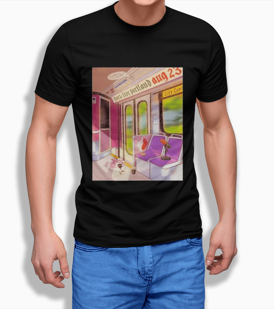 Fear& Live Portland Aug 23 Subway Scene With City Center Graffiti And Microphone T-Shirt